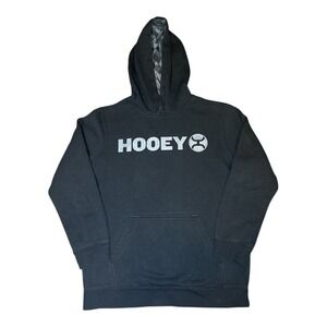 Hooey Women's Sweatshirt Hoodie Spell Out Camo Print Hood Black Size XL